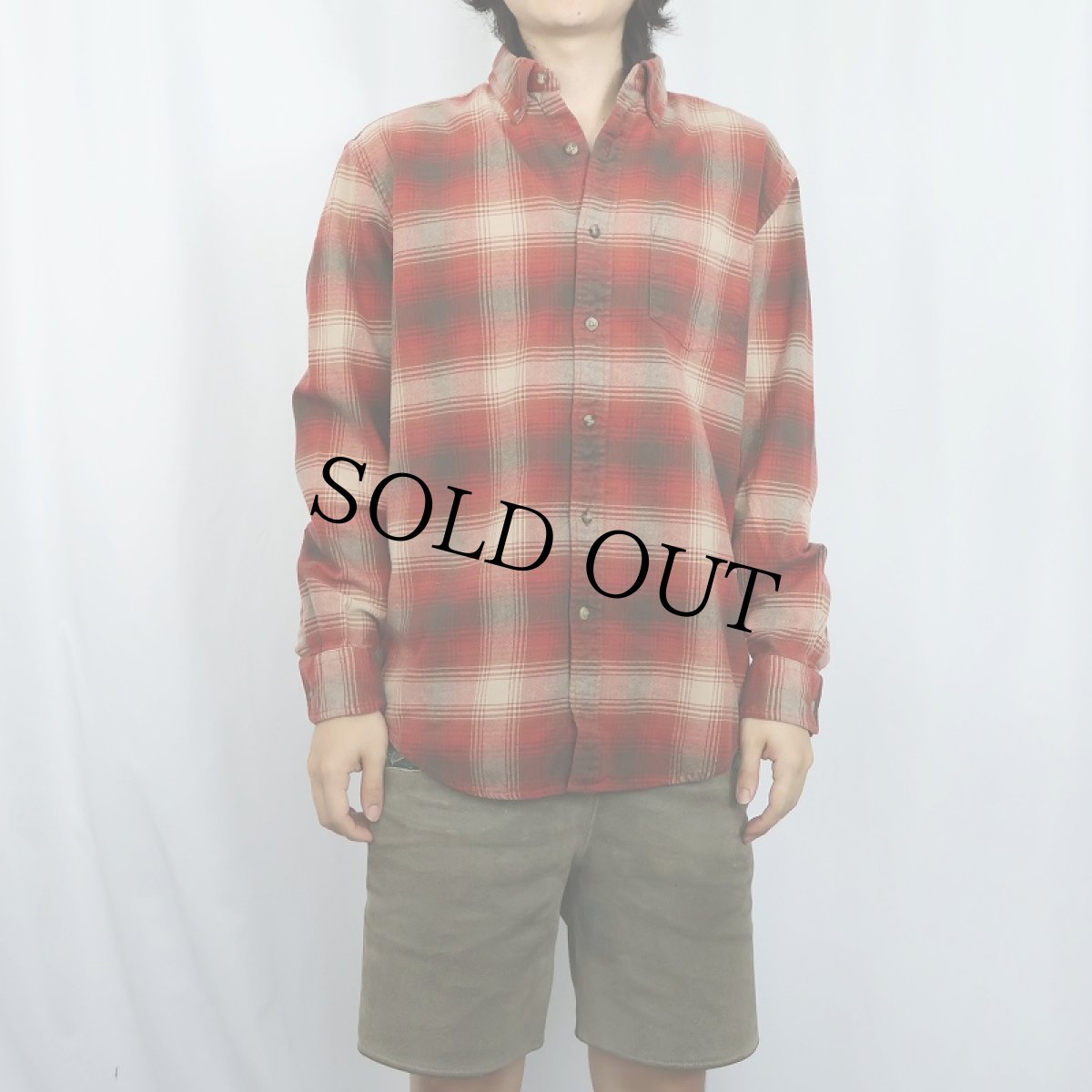 画像2: PENDLETON オンブレーチェック柄 ボタンダウン ライトネルシャツ M (2)