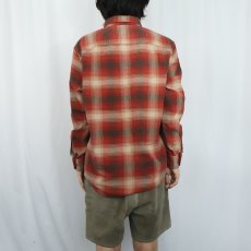画像3: PENDLETON オンブレーチェック柄 ボタンダウン ライトネルシャツ M (3)