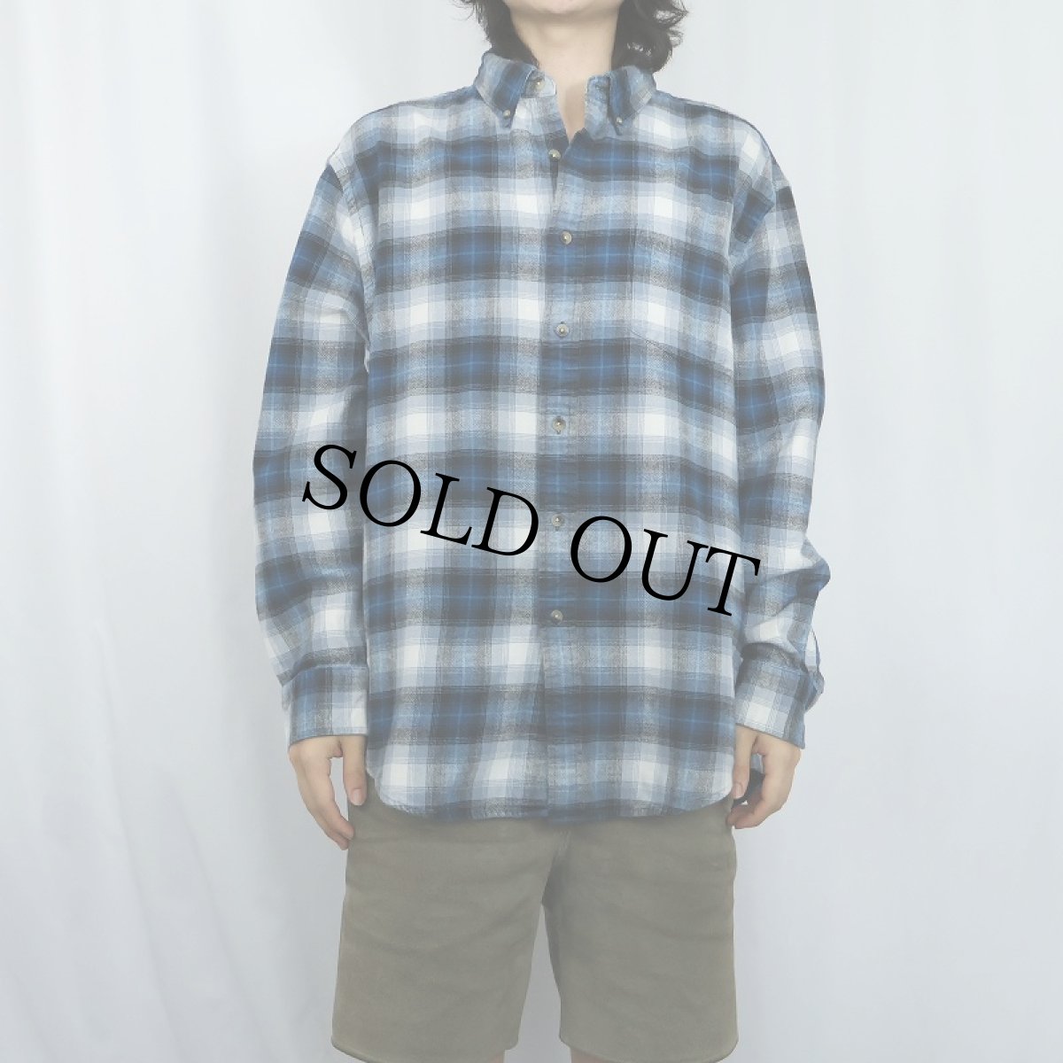 画像2: PENDLETON オンブレーチェック柄 ボタンダウン ライトネルシャツ XL (2)