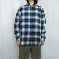 画像2: PENDLETON オンブレーチェック柄 ボタンダウン ライトネルシャツ XL (2)