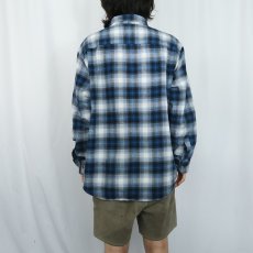画像3: PENDLETON オンブレーチェック柄 ボタンダウン ライトネルシャツ XL (3)