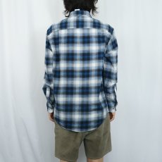 画像3: PENDLETON オンブレーチェック柄 ボタンダウン ライトネルシャツ L (3)