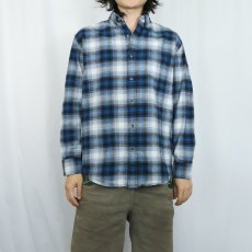 画像2: PENDLETON オンブレーチェック柄 ボタンダウン ライトネルシャツ M (2)