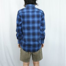 画像3: PENDLETON オンブレーチェック柄 ボタンダウン ライトネルシャツ M (3)