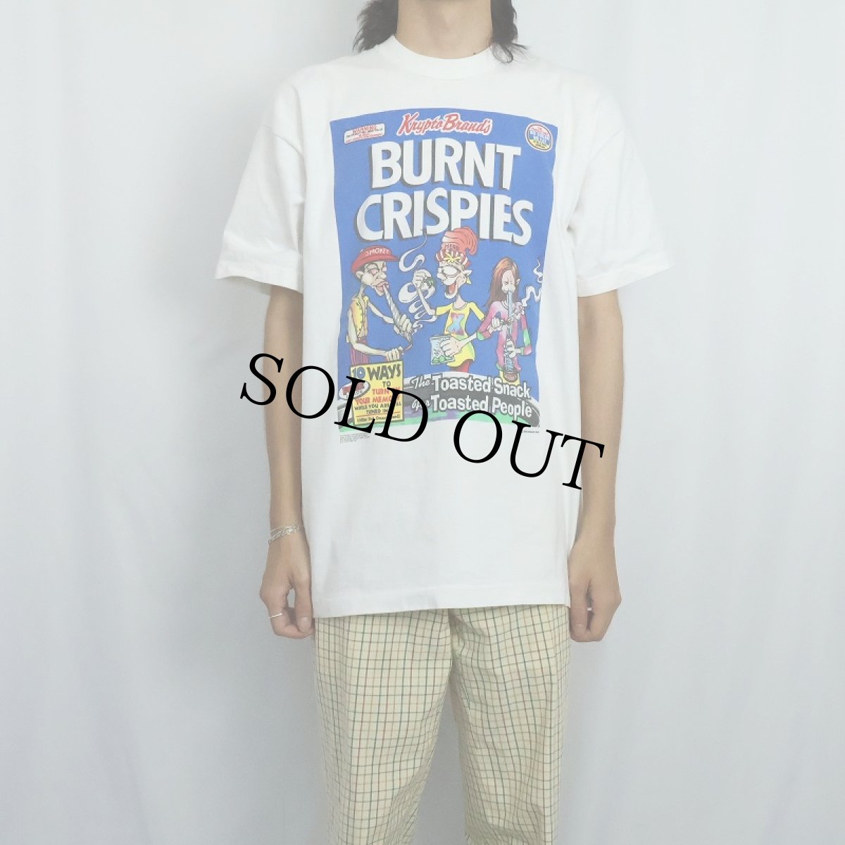 画像2: 90's Dog Eat Dog "Burnt Crispies" ガンジャプリントTシャツ XL (2)