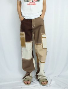 画像1: UNKNOWN カットオフ＆パッチワークデザイン カラーデニムパンツ W32 (1)