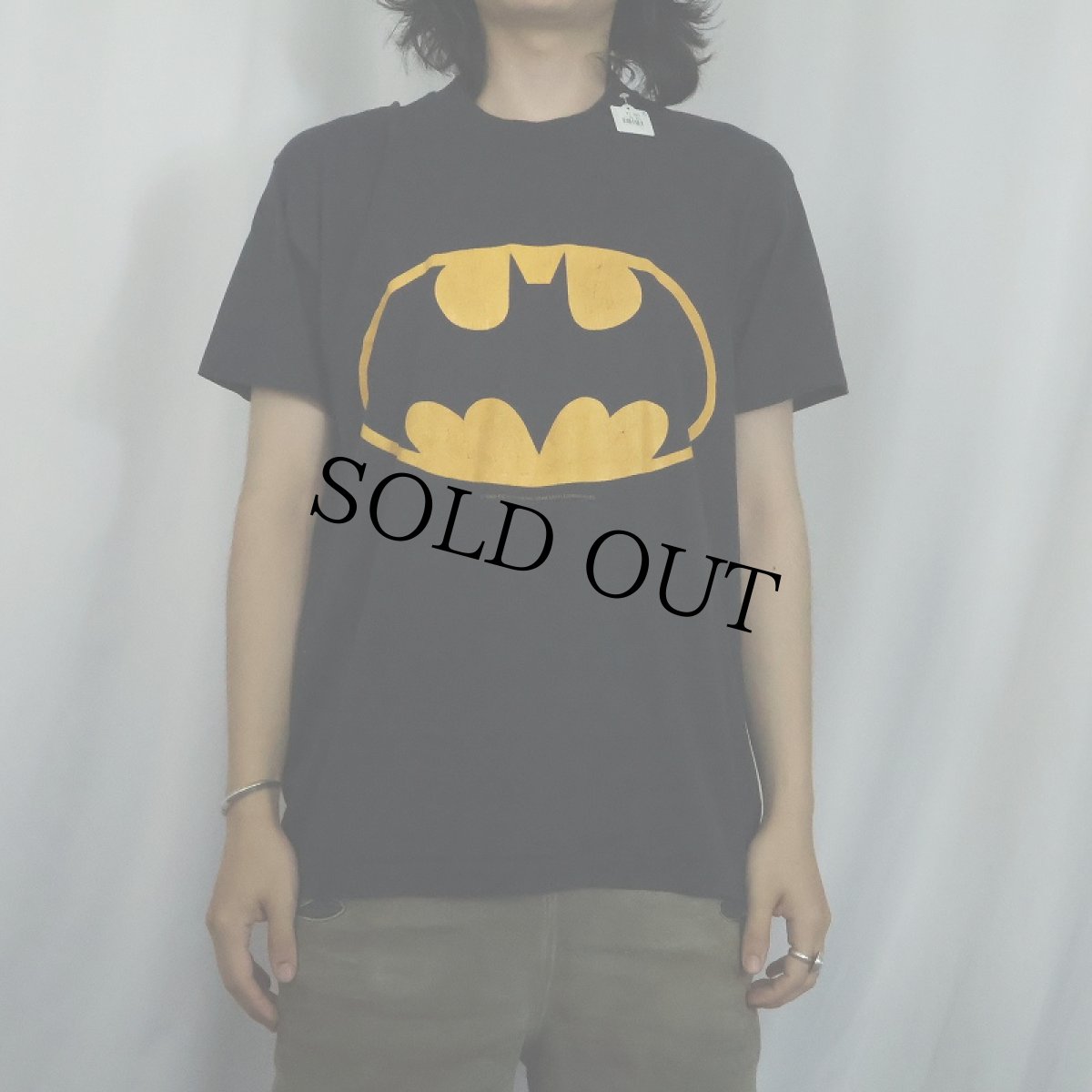 画像2: 80〜90's BATMAN USA製 ロゴプリントTシャツ BLACK L (2)