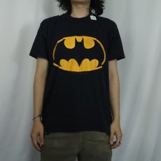 画像2: 80〜90's BATMAN USA製 ロゴプリントTシャツ BLACK L (2)