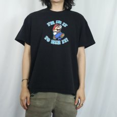 画像2: 2000's Nintendo SUPER MARIO ゲームキャラクタープリントTシャツ BLACK L (2)