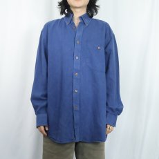 画像2: ORVIS ヘンプ×テンセル インディゴ ボタンダウンシャツ L (2)