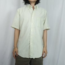 画像2: 80〜90's L.L.Bean USA製 ストライプ柄 コットン×ポリエステル ボタンダウンシャツ SIZE15 1/2 (2)