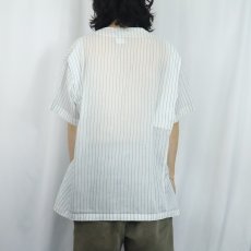 画像3: 60〜70's DOR FEL ストライプ柄 ノーカラー コットンパジャマシャツ (3)