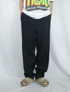 画像2: Peter Ford ストライプ柄 2タック ウールスラックス BLACK W33 (2)