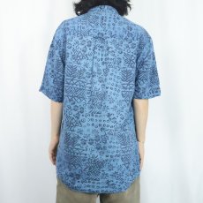 画像3: 90's Eddie Bauer 総柄 コットン×リネンシャツ M (3)