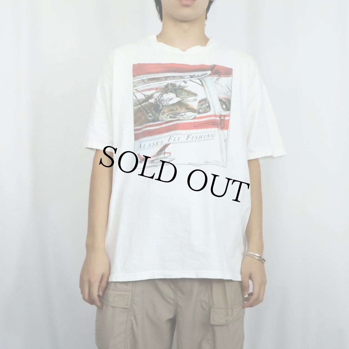 画像2: 90's "ALASKA FLY FISHING" 魚プリントTシャツ XL (2)