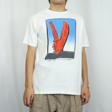 画像2: 90's Eric Hopkins USA製 "Lobster Claw" アートプリントTシャツ M (2)