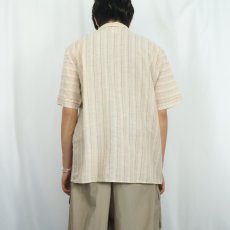 画像3: FRANCE製 マルチストライプ柄 コットンポリ オープンカラーシャツ (3)