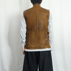画像3: 80's BANANA REPUBLIC 内キルティング レザーハンティングベスト S (3)