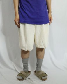 画像2: DANIEL CREMIEUX 2タック リネンショーツ W32 (2)