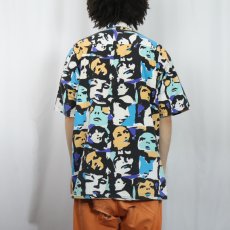 画像3: 2000's USA製 Alexander Henry "In Crowd Faces" コットンオープンカラーシャツ L (3)