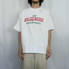 画像2: 90's Krispy Kreme Doughnuts ドーナツショップ ロゴプリントTシャツ XL (2)