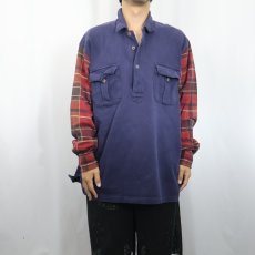 画像2: POLO Ralph Lauren チェック柄切り替え プルオーバーシャツ XL (2)