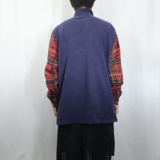画像3: POLO Ralph Lauren チェック柄切り替え プルオーバーシャツ XL (3)