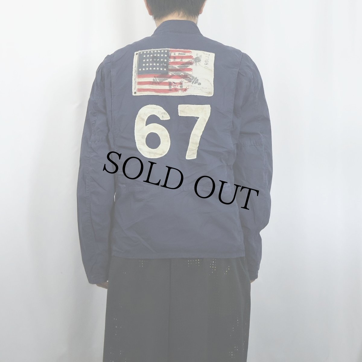 画像4: Ralph Lauren POLO JEANS CO. 星条旗パッチ付き コットン シングルライダースジャケット M (4)