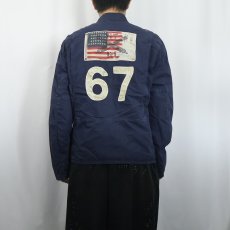 画像4: Ralph Lauren POLO JEANS CO. 星条旗パッチ付き コットン シングルライダースジャケット M (4)
