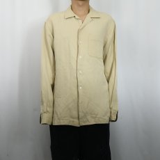 画像2: POLO Ralph Lauren "CALDWELL" ヘリンボーン織り シルク×リネン オープンカラーシャツ M (2)