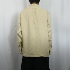 画像3: POLO Ralph Lauren "CALDWELL" ヘリンボーン織り シルク×リネン オープンカラーシャツ M (3)