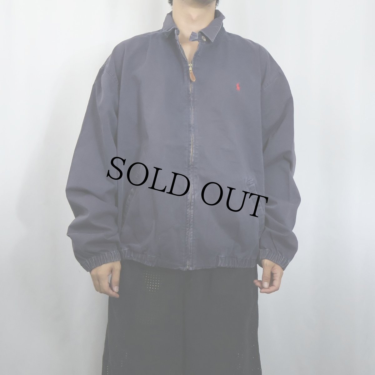 画像2: 90's POLO Ralph Lauren USA製 ロゴ刺繍 コットンスイングトップ NAVY XL (2)