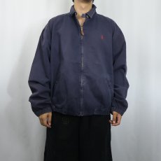 画像2: 90's POLO Ralph Lauren USA製 ロゴ刺繍 コットンスイングトップ NAVY XL (2)
