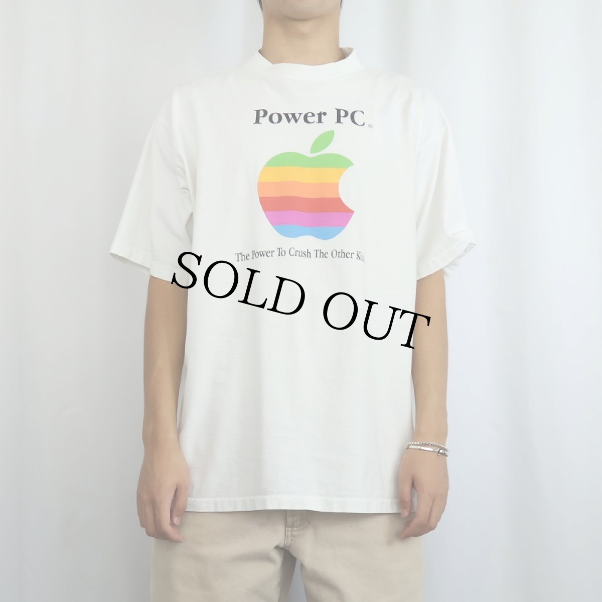 画像2: 90's Apple USA製 レインボーロゴ プリントTシャツ XL (2)