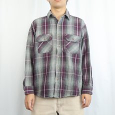 画像2: FIVE BROTHER チェック柄 ヘビーネルシャツ L (2)