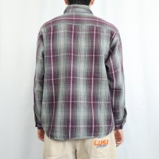 画像3: FIVE BROTHER チェック柄 ヘビーネルシャツ L (3)