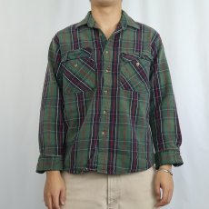 画像2: FIVE BROTHER チェック柄 ヘビーネルシャツ L (2)