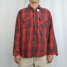 画像2: FIVE BROTHER チェック柄 ヘビーネルシャツ L (2)