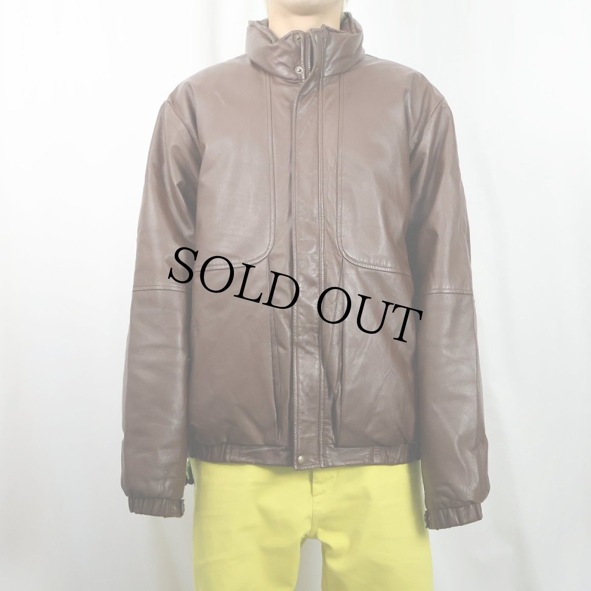 画像2: 90's〜 Eddie Bauer レザー ダウンジャケット XL (2)