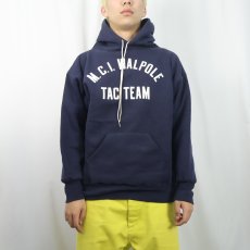 画像2: 80〜90's RUSSELL ATHLETIC "M.C.I. WALPOLE TAC TEAM" ダブルフェイス スウェットフーディー NAVY L (2)