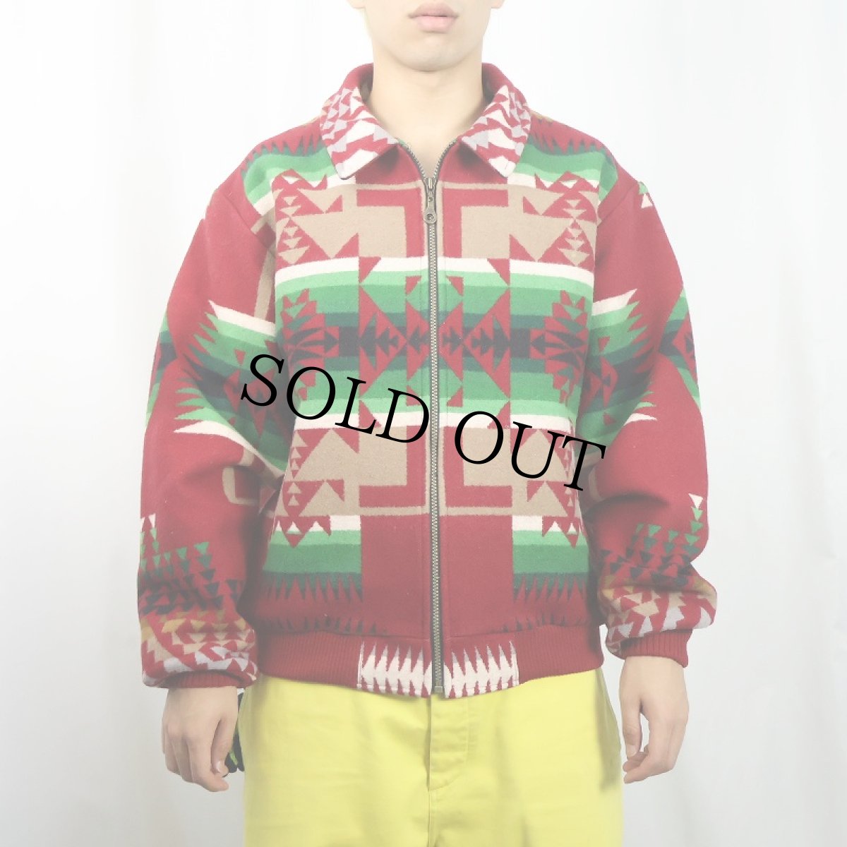 画像2: PENDLETON USA製 ネイティブ柄 メルトンウール ジャケット L (2)