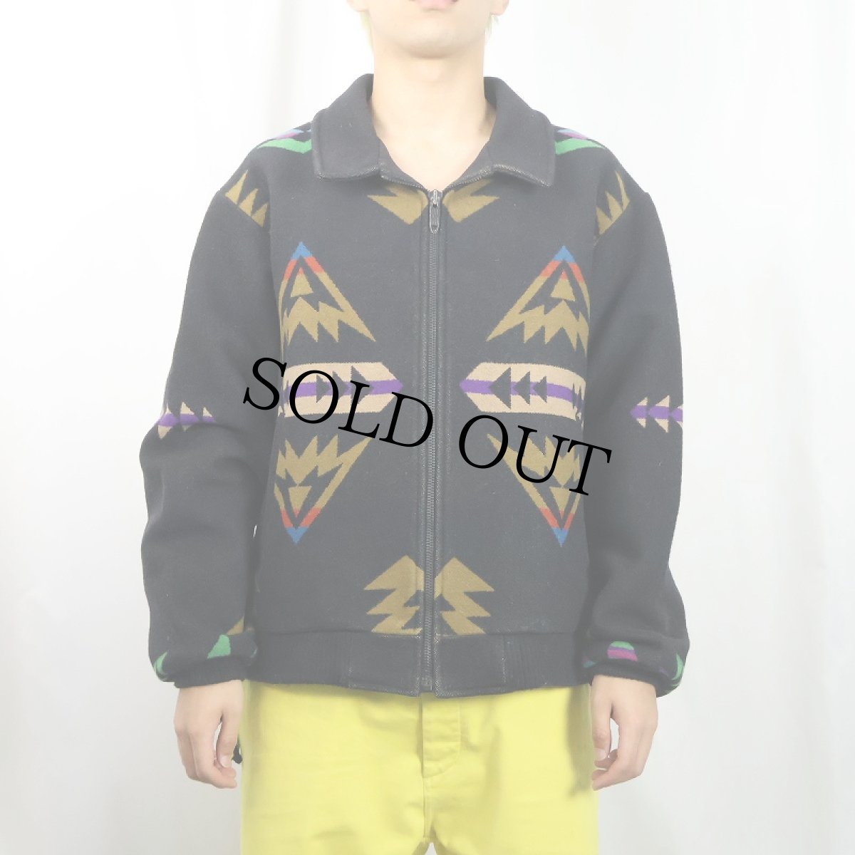 画像2: PENDLETON ネイティブ柄 メルトンウール ジャケット BLACK L (2)