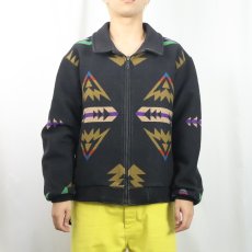画像2: PENDLETON ネイティブ柄 メルトンウール ジャケット BLACK L (2)
