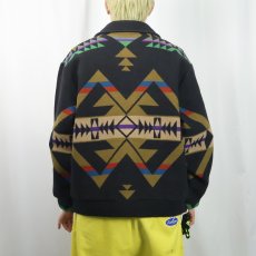 画像3: PENDLETON ネイティブ柄 メルトンウール ジャケット BLACK L (3)