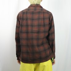 画像3: 50's PENDLETON オンブレーチェック柄 ウールオープンカラーシャツ M (3)