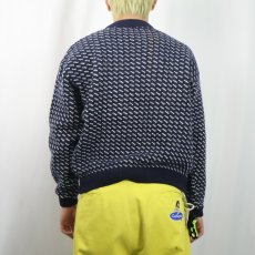 画像3: 80's L.L.Bean NORWAY製 バーズアイ柄 ウールニットセーター NAVY XL (3)