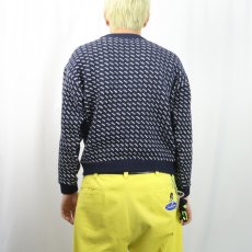 画像3: 80's L.L.Bean NORWAY製 バーズアイ柄 ウールニットセーター NAVY L (3)