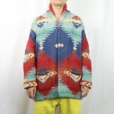 画像2: LAUREN Ralph Lauren ネイティブ柄 ウールニットガウン M (2)