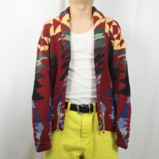 画像2: 80〜90's Ralph Lauren COUNTRY ネイティブ柄 ウールニットガウン S (2)
