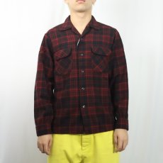 画像2: 50's PENDLETON USA製 オンブレーチェック柄 ウールオープンカラーシャツ M (2)
